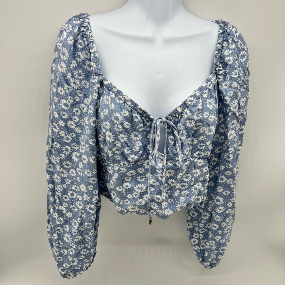 Wild Fable White Puff Sleeve Crop Blouse
